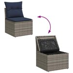 vidaXL Salon de jardin avec coussins 9 Pièces gris résine tressée acacia