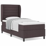 vidaXL Lit à ressorts avec matelas Marron foncé 90 x 200 cm tissu