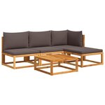 vidaXL Ensemble de canapés de jardin 5 pièces avec coussins en bois d'acacia et corde