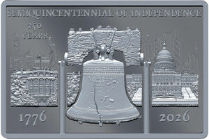 Monnaie SEMIQUINCENTENNIAL OF INDEPENDENCE 250 Anniversaire 2 Oz Argent 5$ Liberia 2026 (PRÉCOMMANDE)