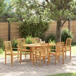 Set de salle à manger jardin vidaXL 7 pièces en bois massif teck