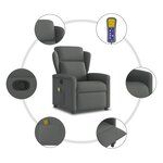 vidaXL Fauteuil inclinable de massage en tissu gris foncé