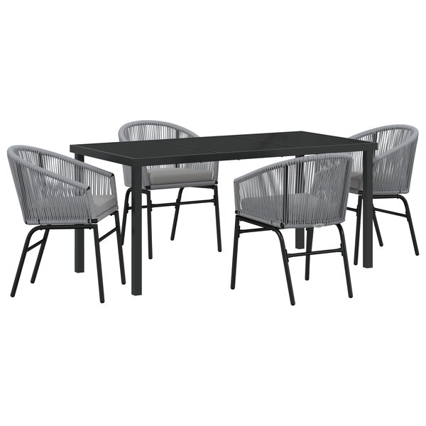 vidaXL Ensemble de dîner de jardin de 5 pièces en rattan synthétique gris
