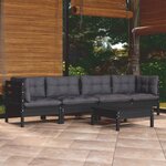 vidaXL Salon de jardin 5 Pièces avec coussins bois de pin massif