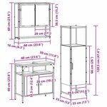 vidaXL Ensemble de mobilier de salle de bain avec porte 3 Pièces Marron
