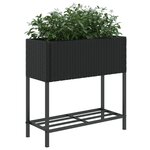 vidaXL Jardinières avec étagère 2 Pièces noir 70x28x70 cm résine tressée