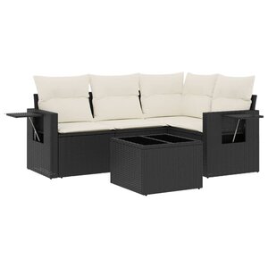 vidaXL Salon de jardin 5 Pièces avec coussins noir résine tressée