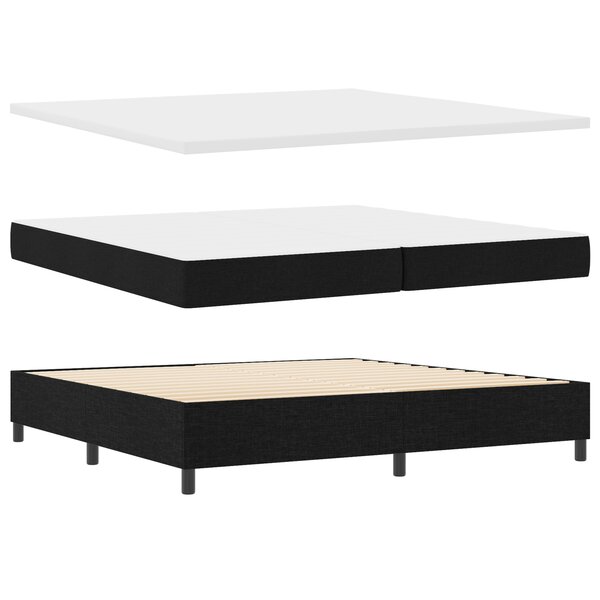 vidaXL Lit à ressort avec matelas & banc noir 200x200 cm tissu