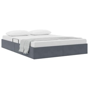 vidaXL Lit de Rangement avec matelas Gris foncé 153 x 203 cm Velours