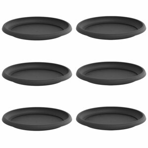 vidaXL Plateau à fleurs rond 6 Pièces Noir Ø 14 x 2 cm Plastique