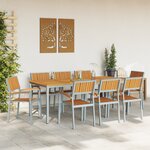 vidaXL Set de jardin de 9 pièces en bois massif d'acacia et métal