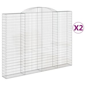 vidaXL Paniers à gabions arqués 2 Pièces 300x30x220/240 cm fer galvanisé