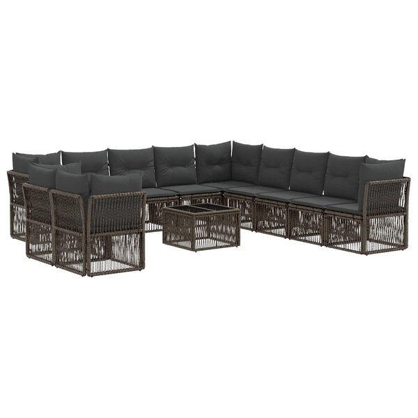 vidaXL Ensemble de canapé de jardin 12 Pièces Gris polyrotin