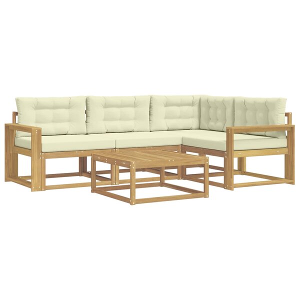 vidaXL Ensemble de canapés d'extérieur 5 pc Blanc et crème Polyester