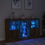 vidaXL Buffet avec lumières LED chêne fumé 181 5x37x100 cm
