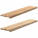 vidaXL Marches d'escalier 2 Pièces non traité bois de chêne massif