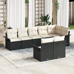 Set de Canapé de Jardin 8 Pièces avec Coussins Noir Poly Rattan