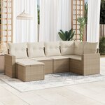 vidaXL Salon de jardin avec coussins 6 Pièces beige résine tressée