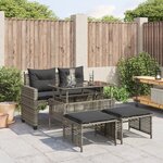 vidaXL Salon de jardin avec coussins 4 Pièces gris résine tressée verre