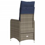 vidaXL Chaise de jardin inclinable avec coussins en résine tressée grise