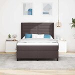 vidaXL Lit à ressorts avec matelas Marron foncé 140 x 200 cm tissu