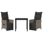 vidaXL Ensemble de salle à manger pour jardin 3 Pièces Gris polyrotin