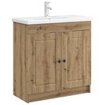 vidaXL Armoire sous évier de salle de bain Chêne artisanal
