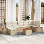 vidaXL Canapé de Jardin 8 Pièces avec Coussins en Rattan Poly Beige