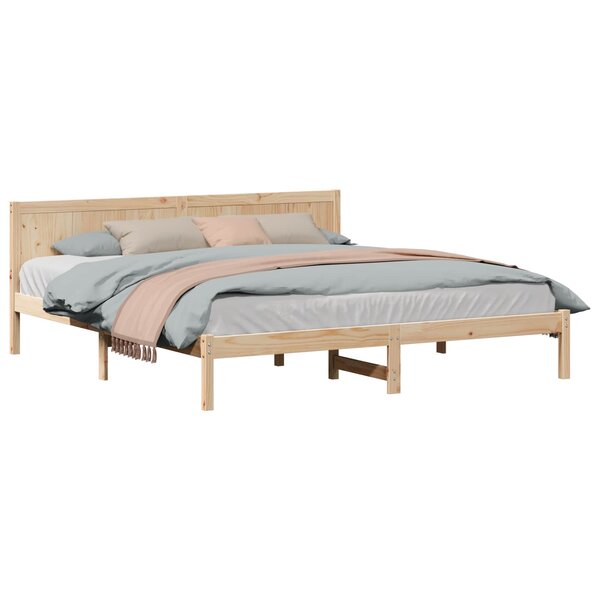 vidaXL Cadre de lit Marron 200 x 200 cm Bois de pin massif