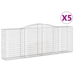 vidaXL Paniers à gabions arqués 5 Pièces 400x50x140/160 cm Fer galvanisé