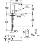 GROHE Mitigeur lavabo Eurosmart Cosmopolitan E 1/2 36327001 -Infrarouge -Voyant piles-Limiteur de température-Economie d'eau-Chrome