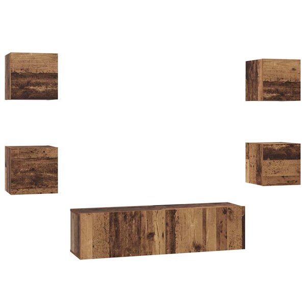 vidaXL Ensemble meuble TV 6 Pièces Bois ancien Moyen 120 x 30 x 30 cm