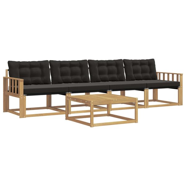 vidaXL Ensemble de canapés d'extérieur 5 pc Blanc et noir