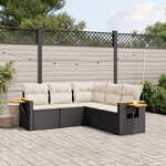 vidaXL Salon de jardin 5 Pièces avec coussins noir résine tressée