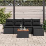 vidaXL Ensemble de canapé de jardin avec stockage 6 Pièces Noir polyrotin