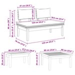 vidaXL Ensemble de banc de jardin avec coussin 5 Pièces Marron et Crème