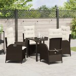 vidaXL Ensemble de jardin 5 pièces avec coussins en rattan PE marron