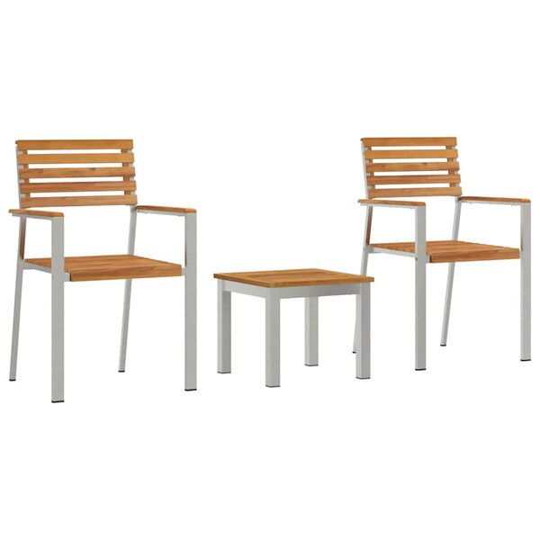vidaXL Ensemble de salle à manger pour jardin 3 Pièces Marron Teck massif