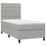 vidaXL Sommier à lattes de lit et matelas Gris clair 90x190 cm Tissu