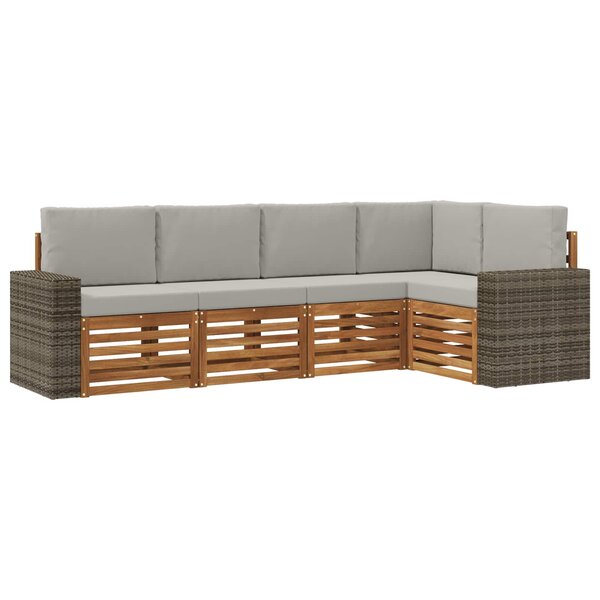 vidaXL Ensemble de canapé d'angle 5 Pièces Naturel et gris clair