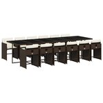 vidaXL Ensemble à manger de jardin avec coussins 13 Pièces marron rotin