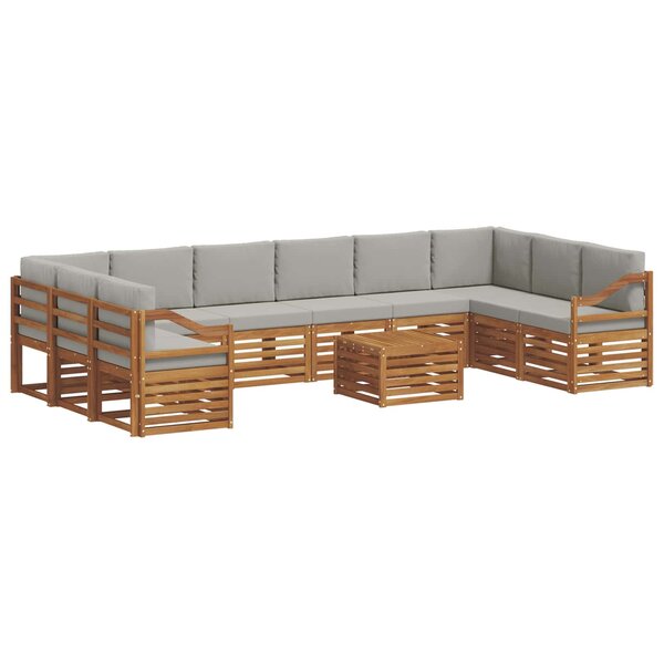 vidaXL Ensemble de canapés d'extérieur 11 pc Gris Naturel et Clair