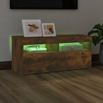 vidaXL Meuble TV avec lumières LED Chêne fumé 90x35x40 cm