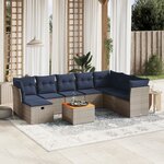 vidaXL Salon de jardin 9 Pièces avec coussins gris résine tressée