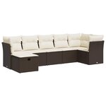 vidaXL Salon de jardin avec coussins 7 Pièces marron résine tressée