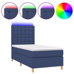 vidaXL Sommier à lattes de lit et matelas et LED Bleu 90x200 cm Tissu