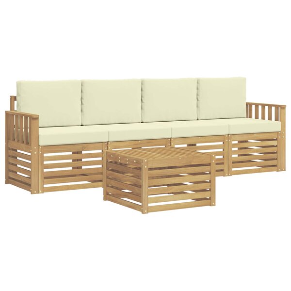 vidaXL Ensemble de canapés d'extérieur 5 pc Blanc et crème Polyester