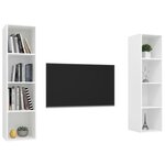 vidaXL Meubles TV muraux 2 Pièces Blanc Bois d'ingénierie