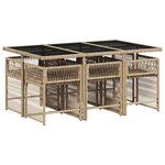 vidaXL Ensemble à manger de jardin coussins 7 Pièces mélange beige rotin