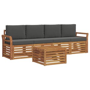 vidaXL Ensemble de canapés d'extérieur 5 pc Naturel et Anthracite